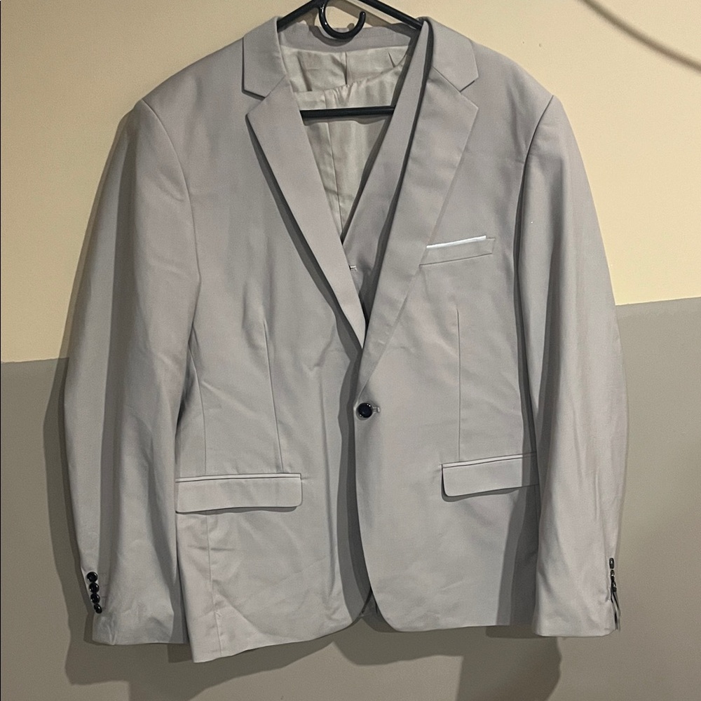 Men’s Beige 2-Piece Suit Blazer & Vest Set – New No Tags – Size XL / 195-56